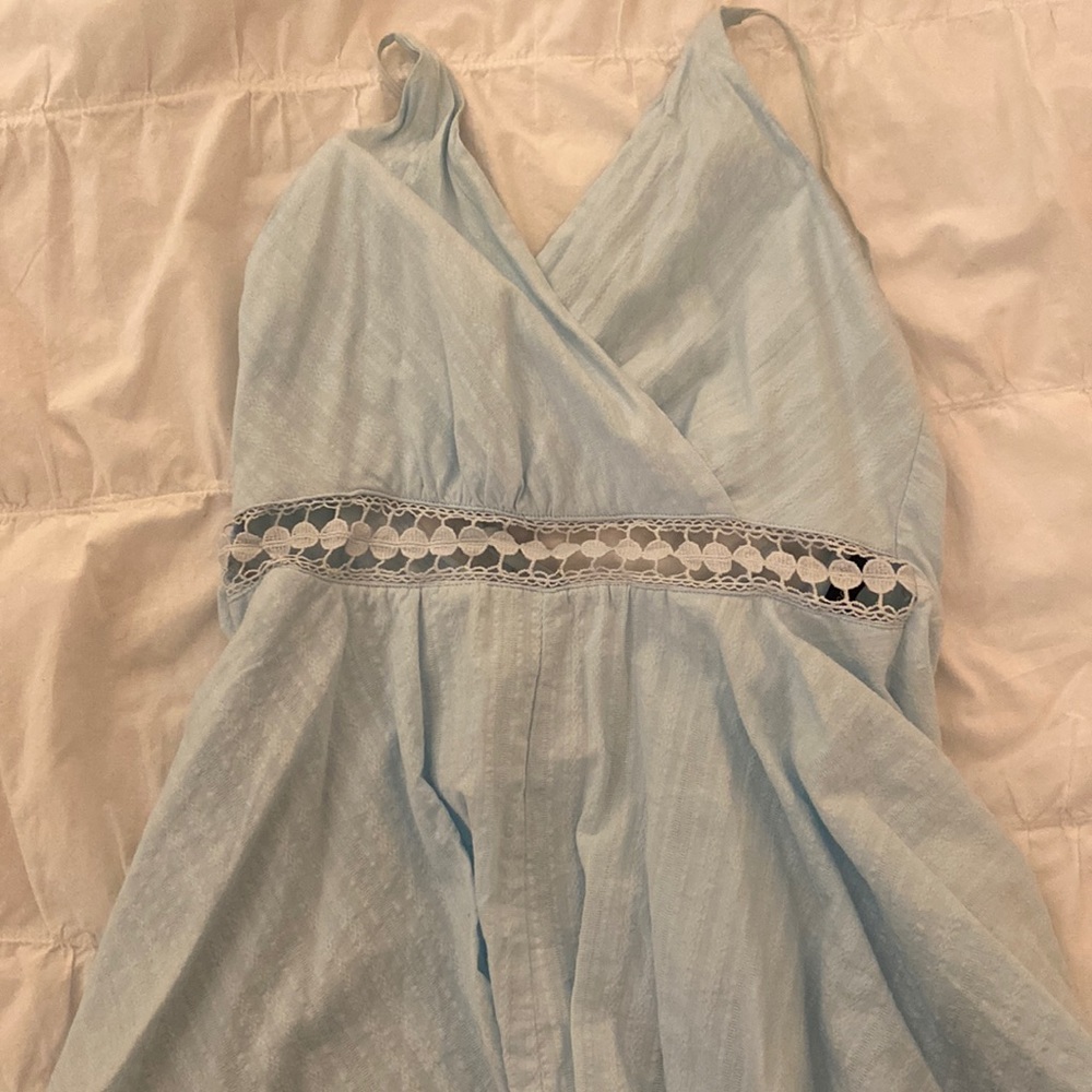 Light blue mini backless dress